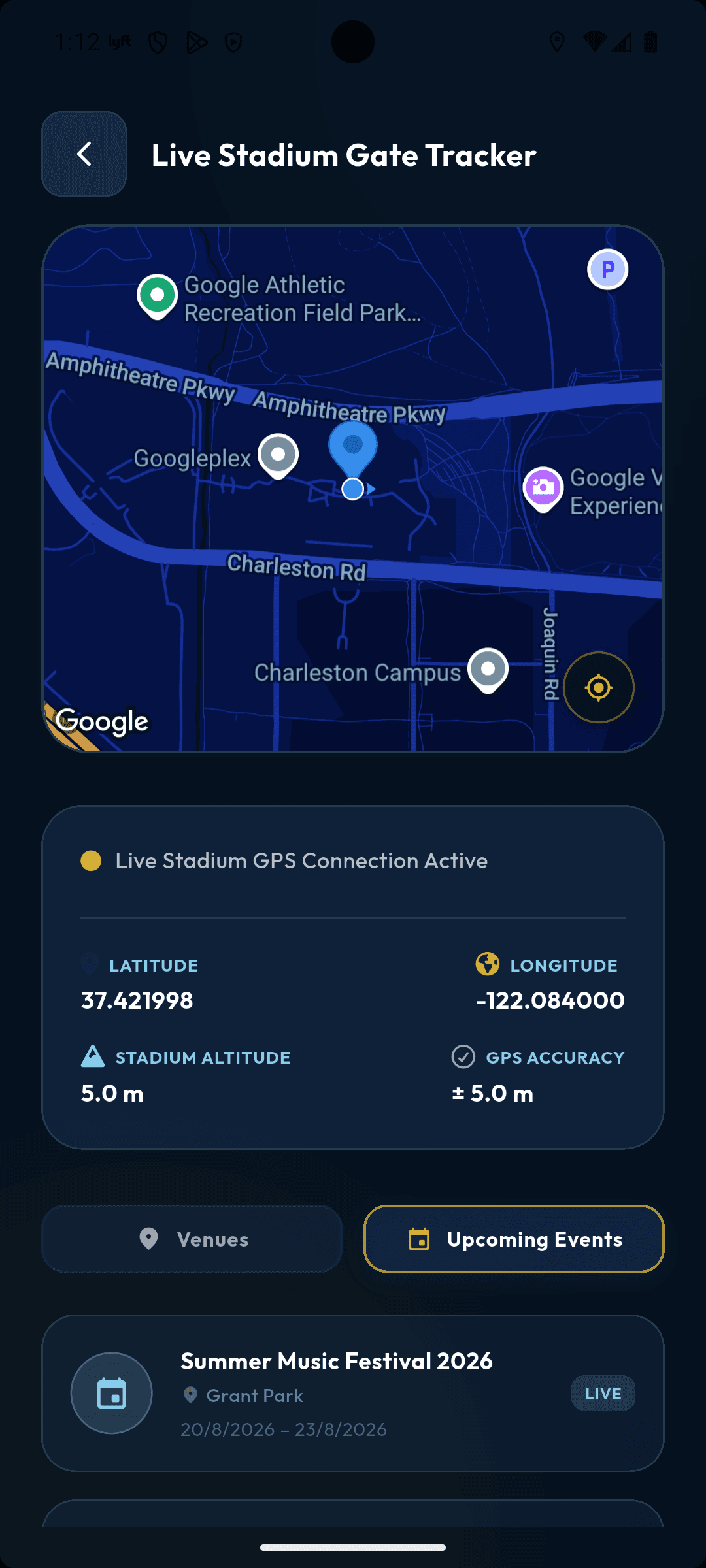 Upcoming events list